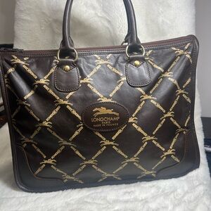 Longchamp Brown and Gold Handbag